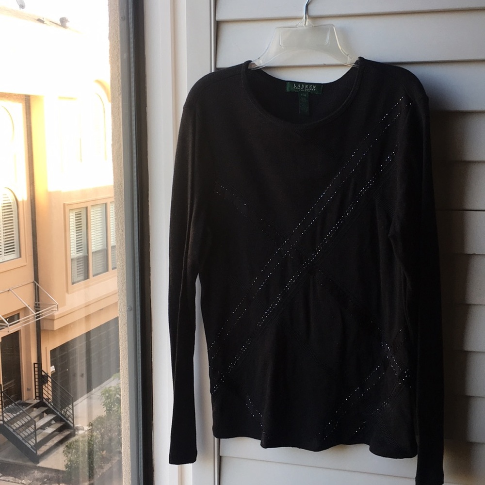Black gray cotton Ralph Lauren top with design